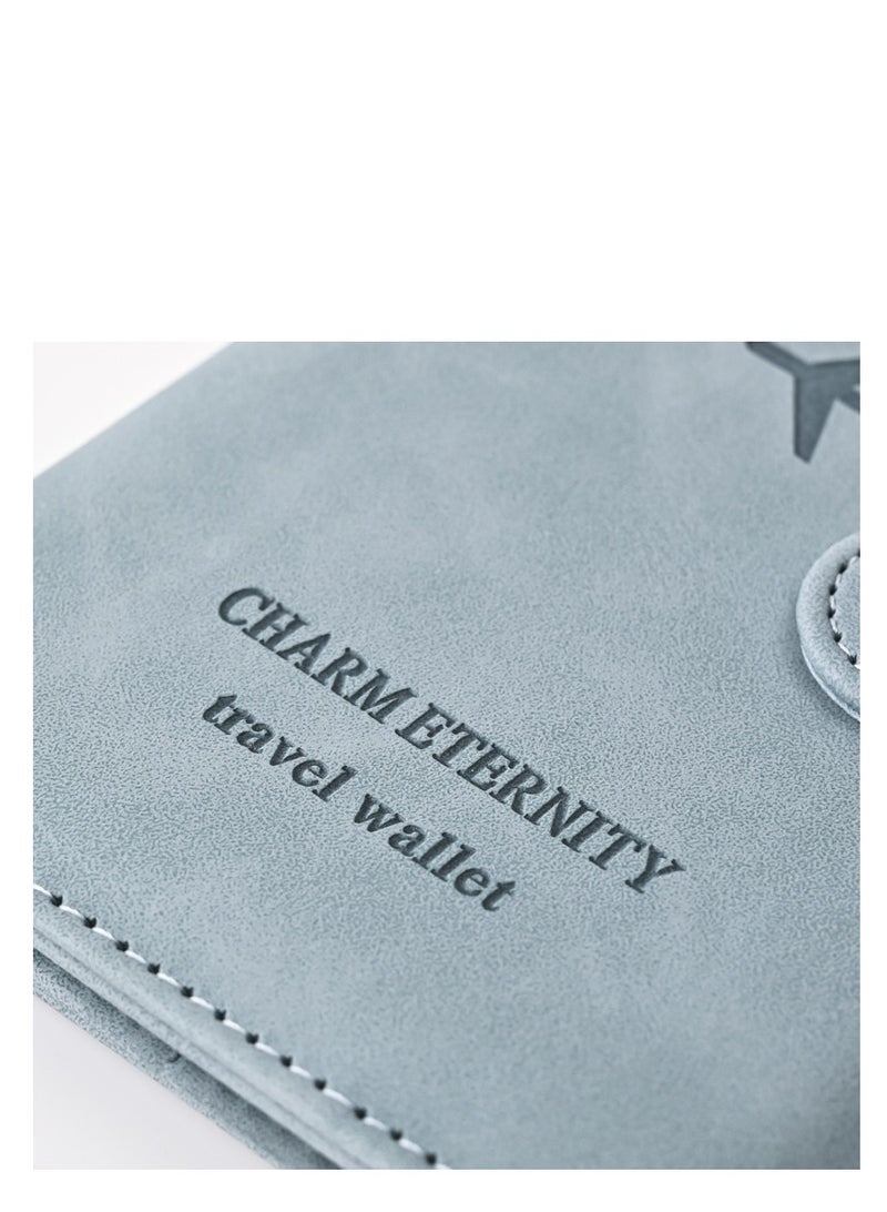 1 piece passport holder wallet protector pu leather magnetic buckle passport bag pfid anti magnetic multi card passport book multi function passport bag suitable for men and women travel accessories blue - Image 4